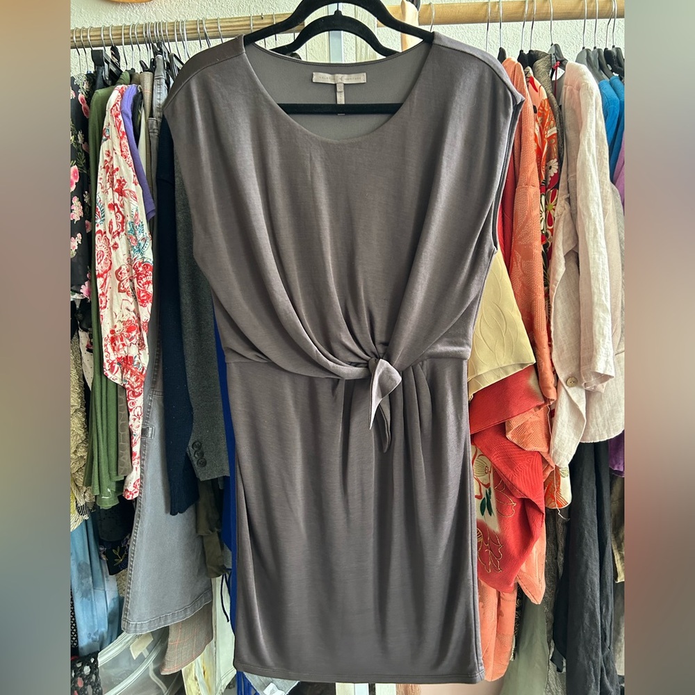 Halston Heritage Gray Sheath Midi Dress